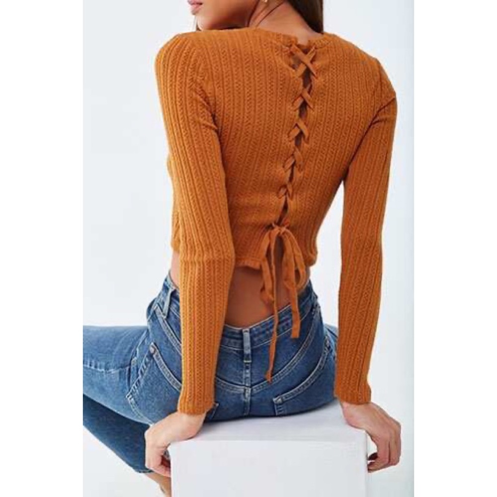 F21 Lace-Up Back Crop Top